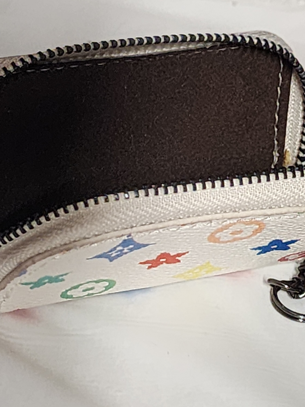 White Multicolor Monogram Key Pouch - Picture 3 of 3